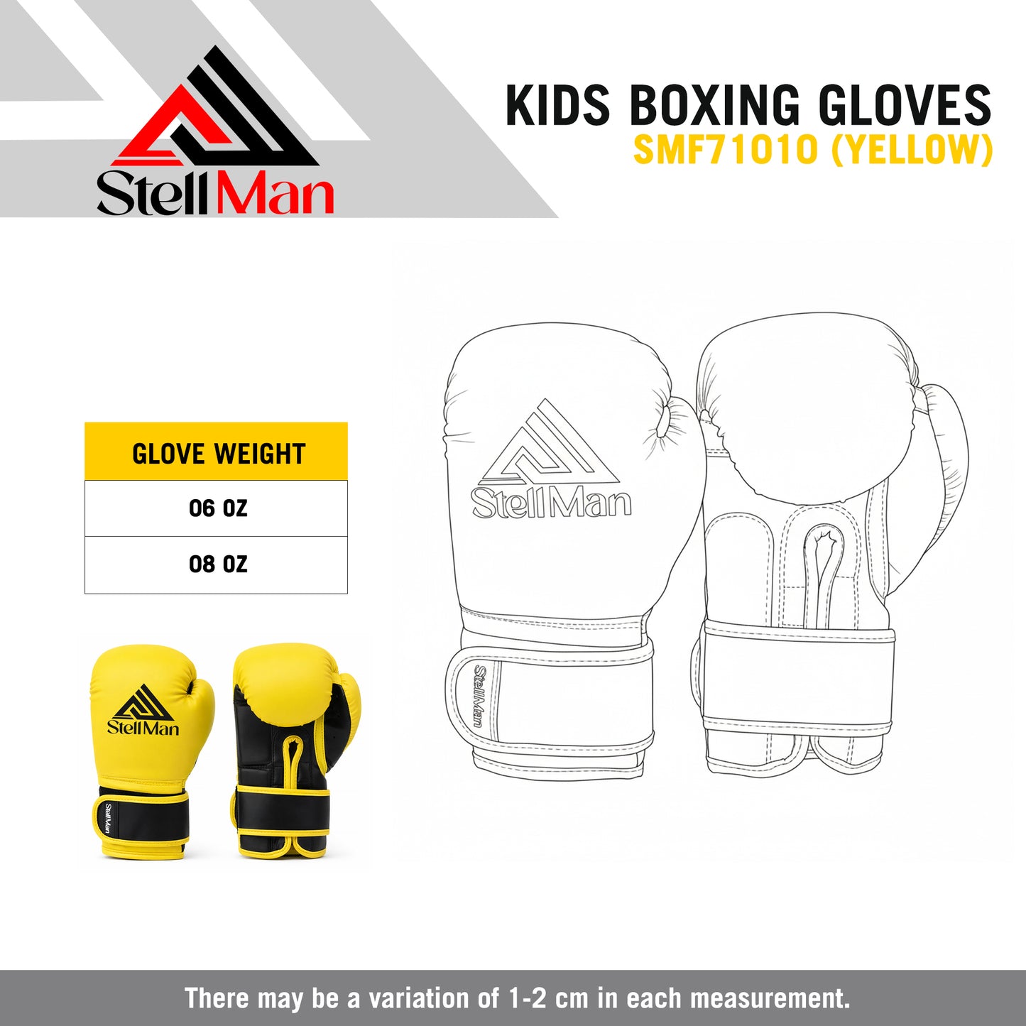 StellMan Junior Pro Boxing Gloves – Yellow Power Edition