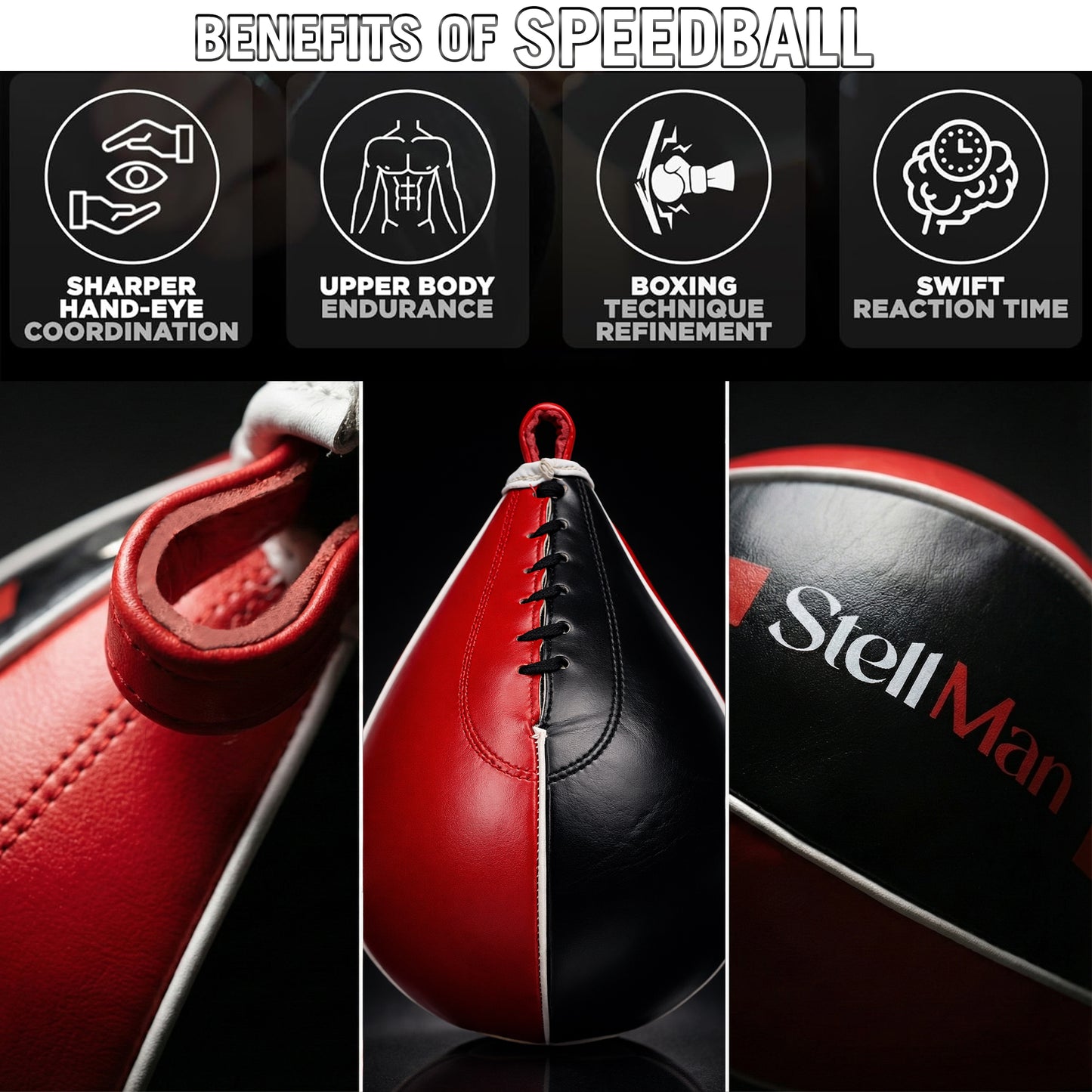 StellMan TempoStrike Boxing Speed Bag - Red Edition