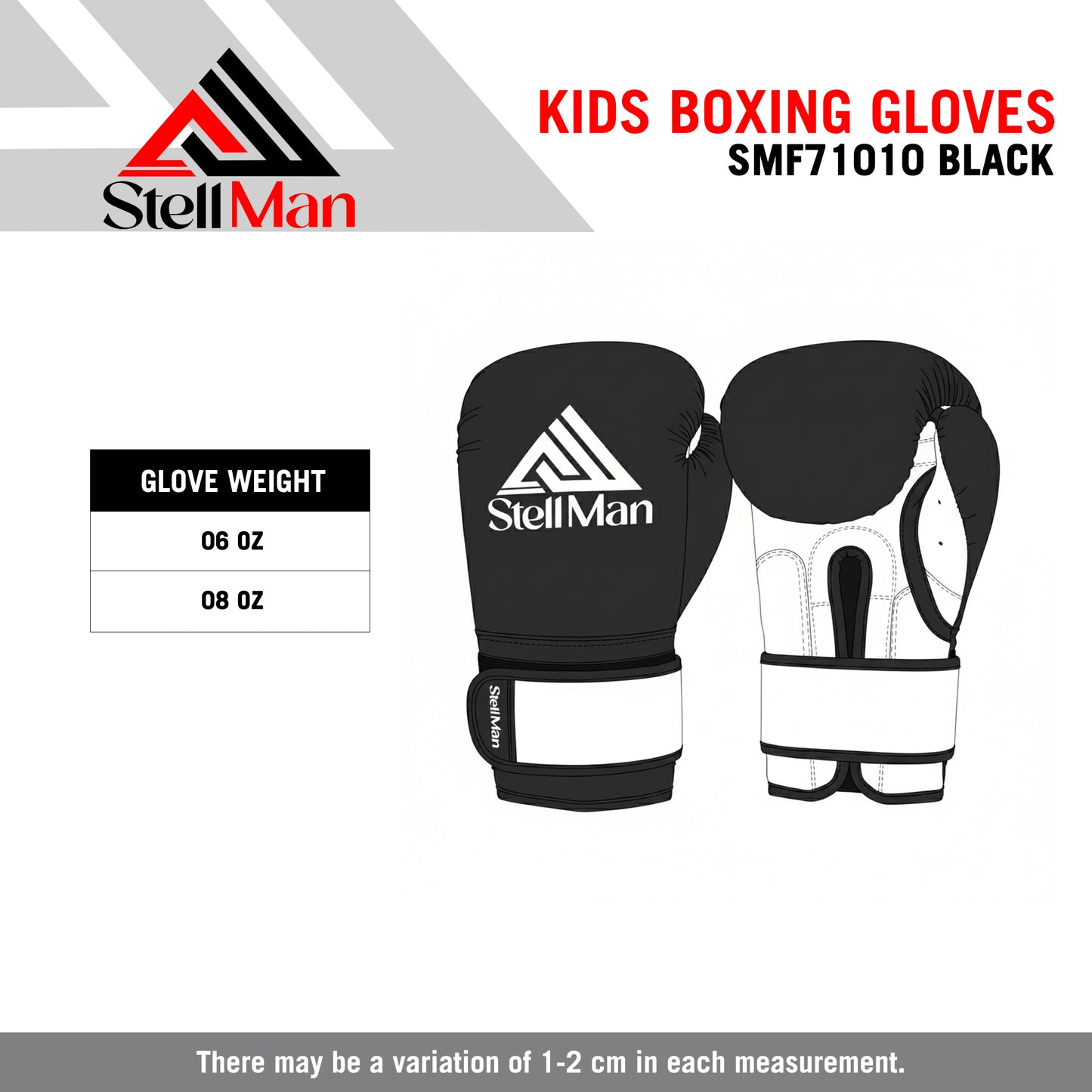 StellMan Junior Pro Boxing Gloves – Black Edition