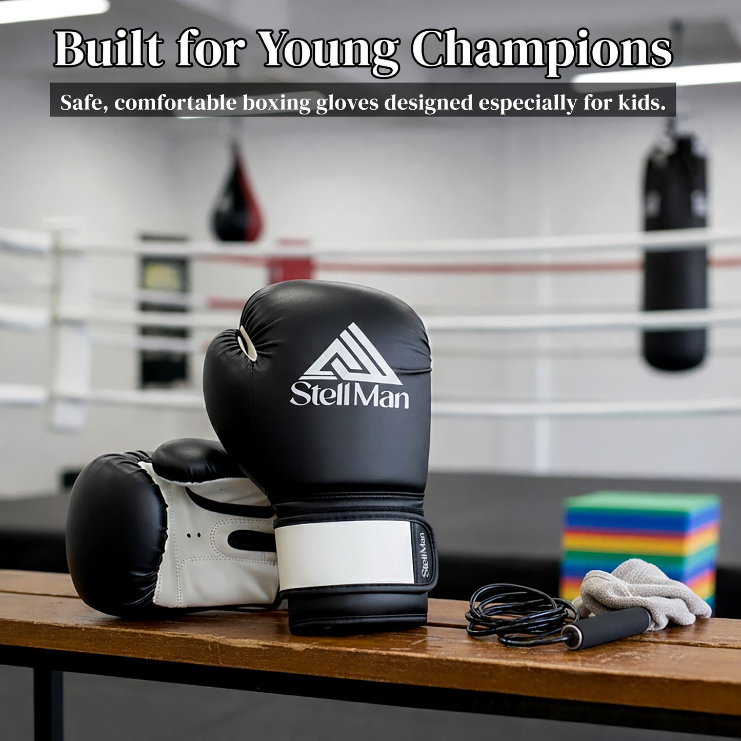 StellMan Junior Pro Boxing Gloves – Black Edition