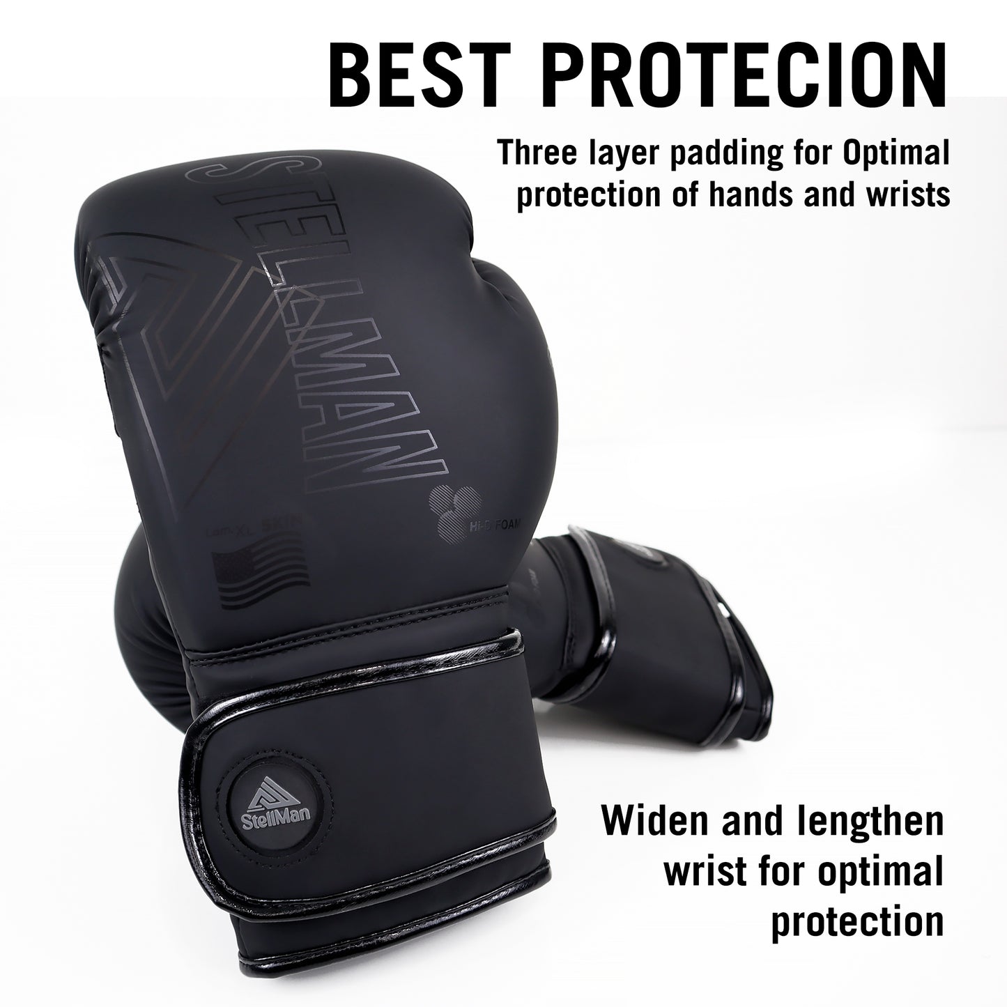 StellMan Shadow Pro Boxing Gloves – Matte Black Edition