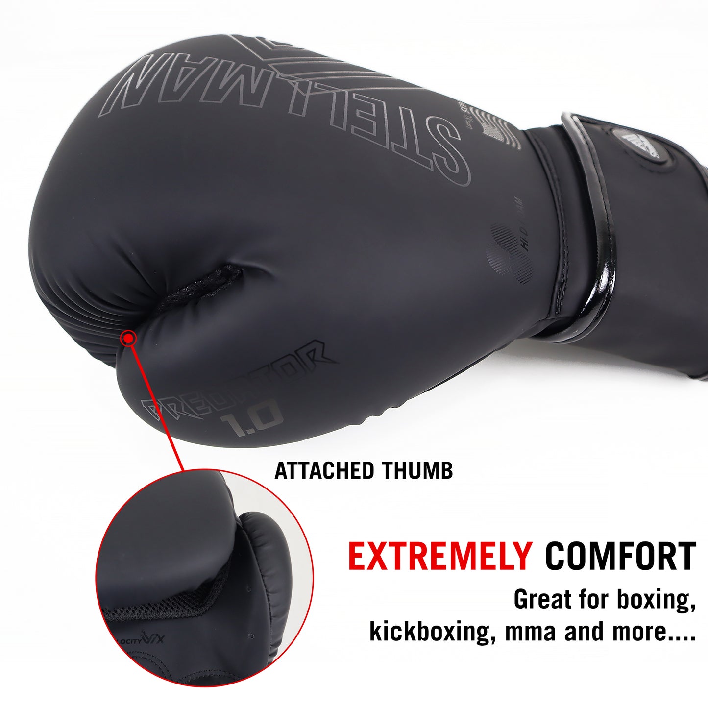 StellMan Shadow Pro Boxing Gloves – Matte Black Edition
