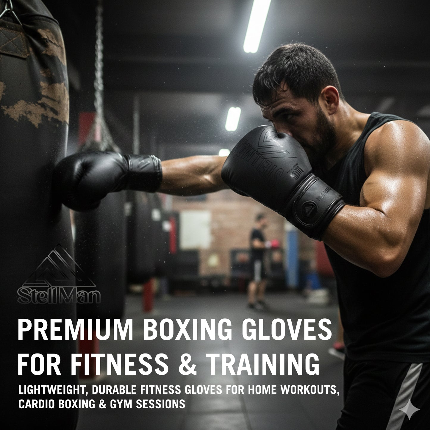 StellMan Shadow Pro Boxing Gloves – Matte Black Edition