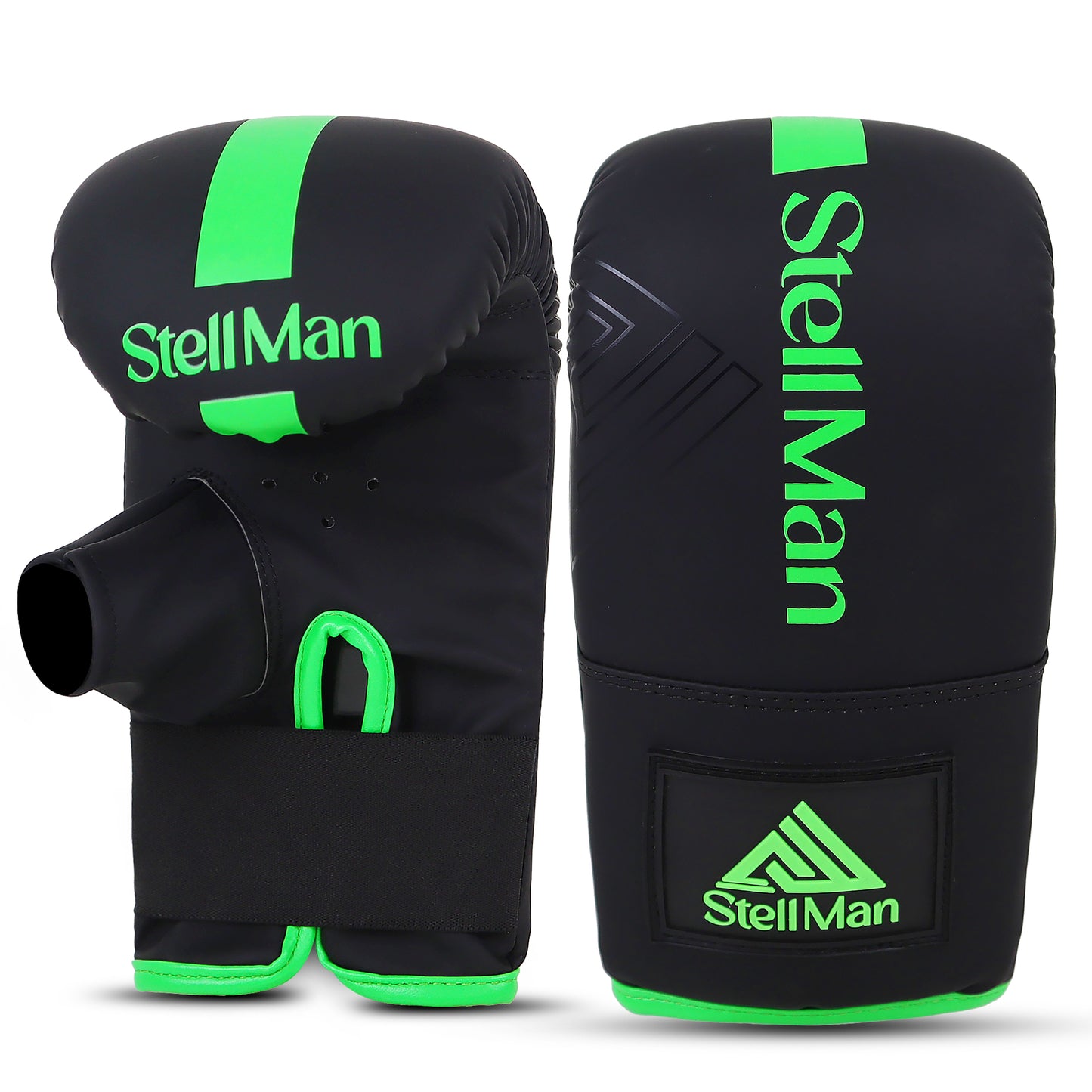StellMan StrikePro Boxing Bag Mitts – Black / Neon Green
