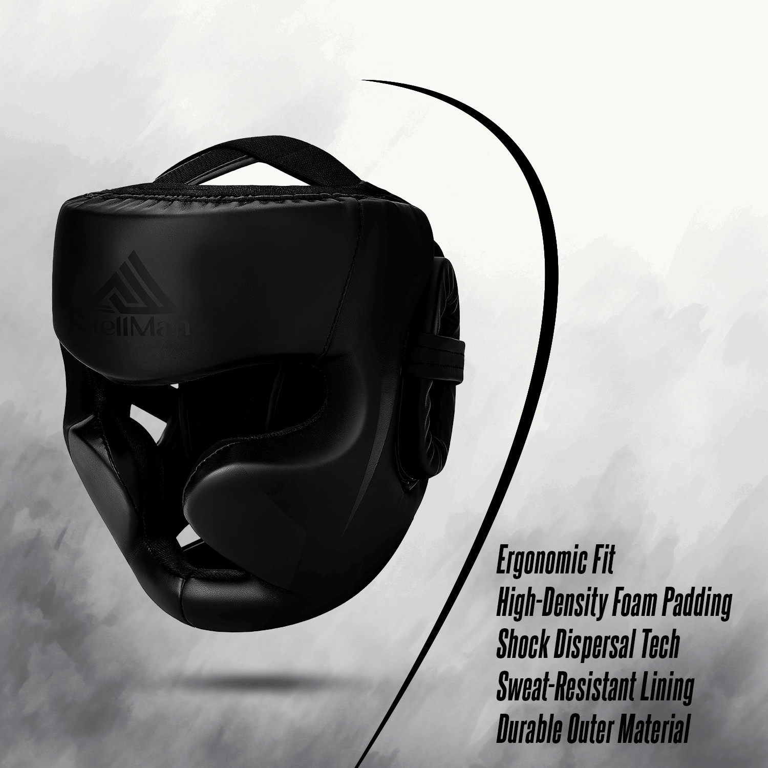 Stellman Phantom Strike Karate Headgear Black– Lightweight Sparring Helmet