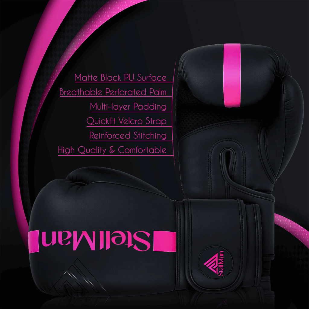 Stellman Tight Fit Grappling Gloves - Matte Black/Pink