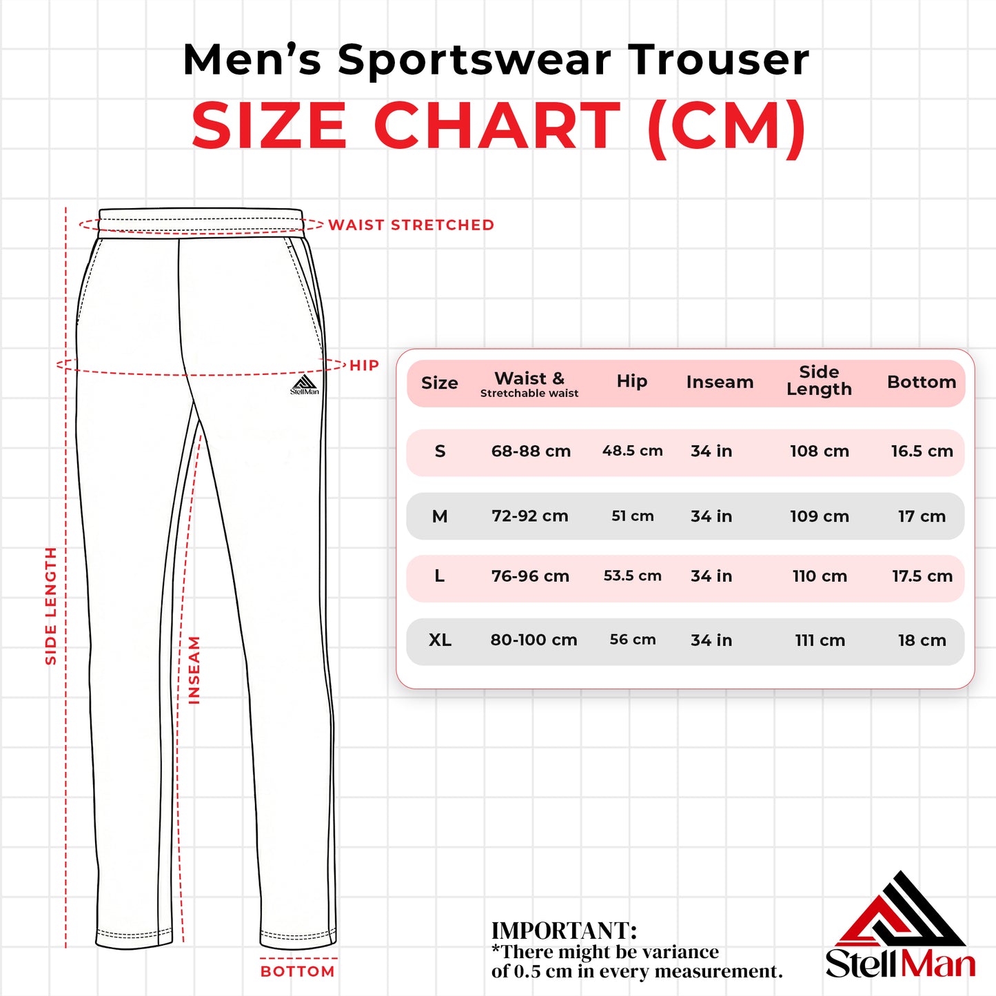 StellMan Men’s Sports Trousers DriveFlex – Quick-Dry Stretch Gym Running Training Pants