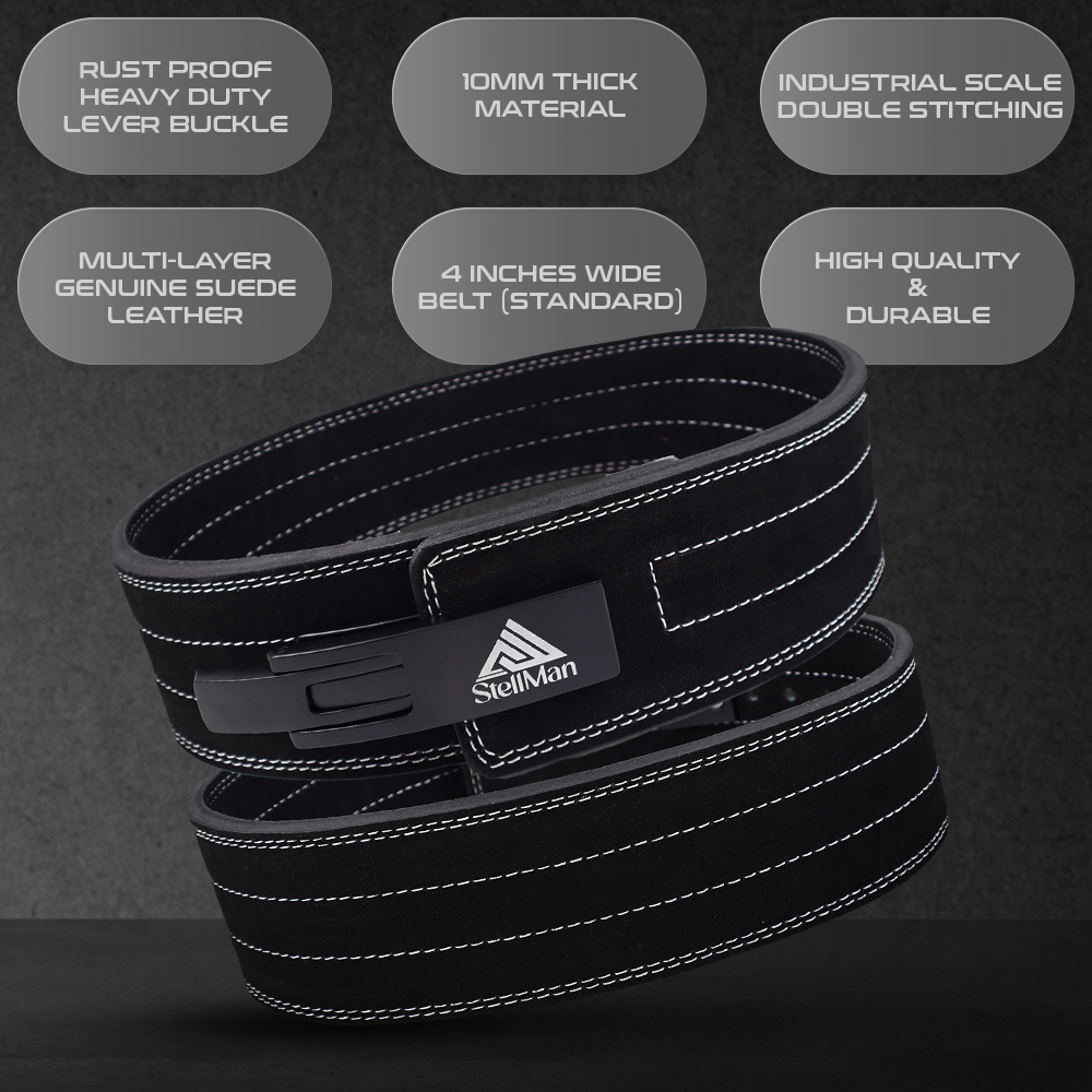 Stellman VeloLock Weight Lifting Belt with Hook - Black/Grey