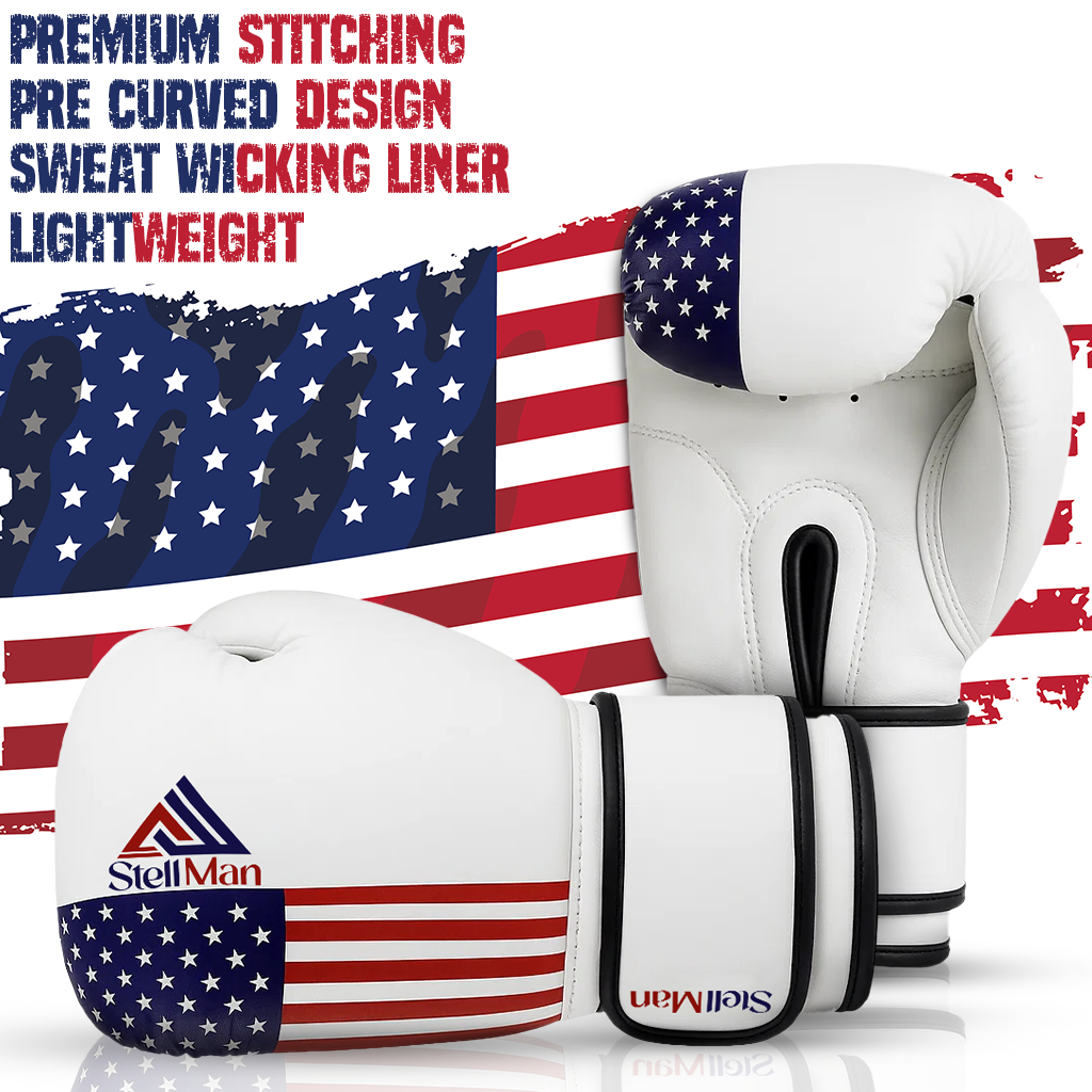 Stellman Gladiator 3.0 White Boxing Gloves-US Flag