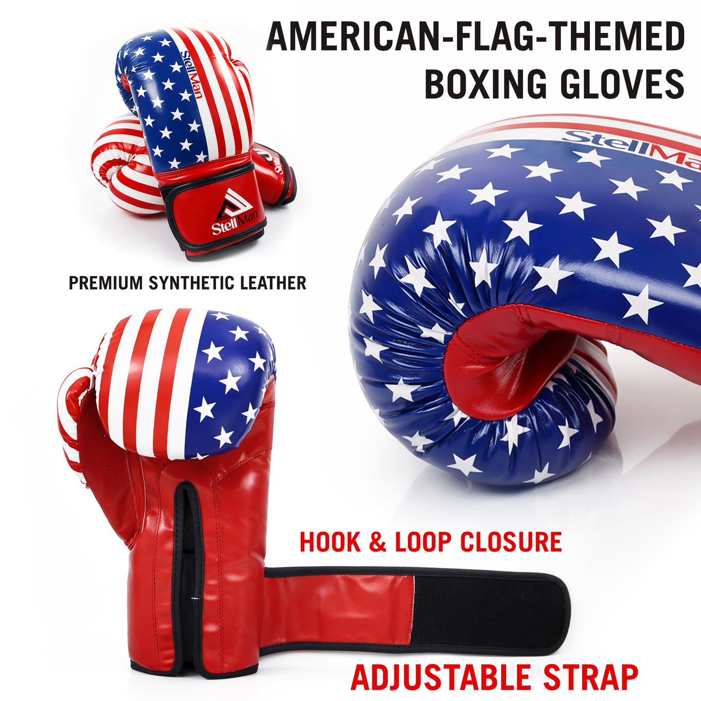 StellMan LibertyStrike Pro Boxing Gloves – USA Flag