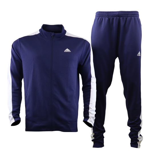 Men's Full Zip-Up Tracksuit Set - Navy Gym 2 Piece Outfit