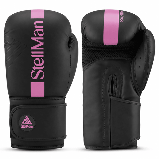 Stellman Tight Fit Boxing Gloves - Matte Black/Pink