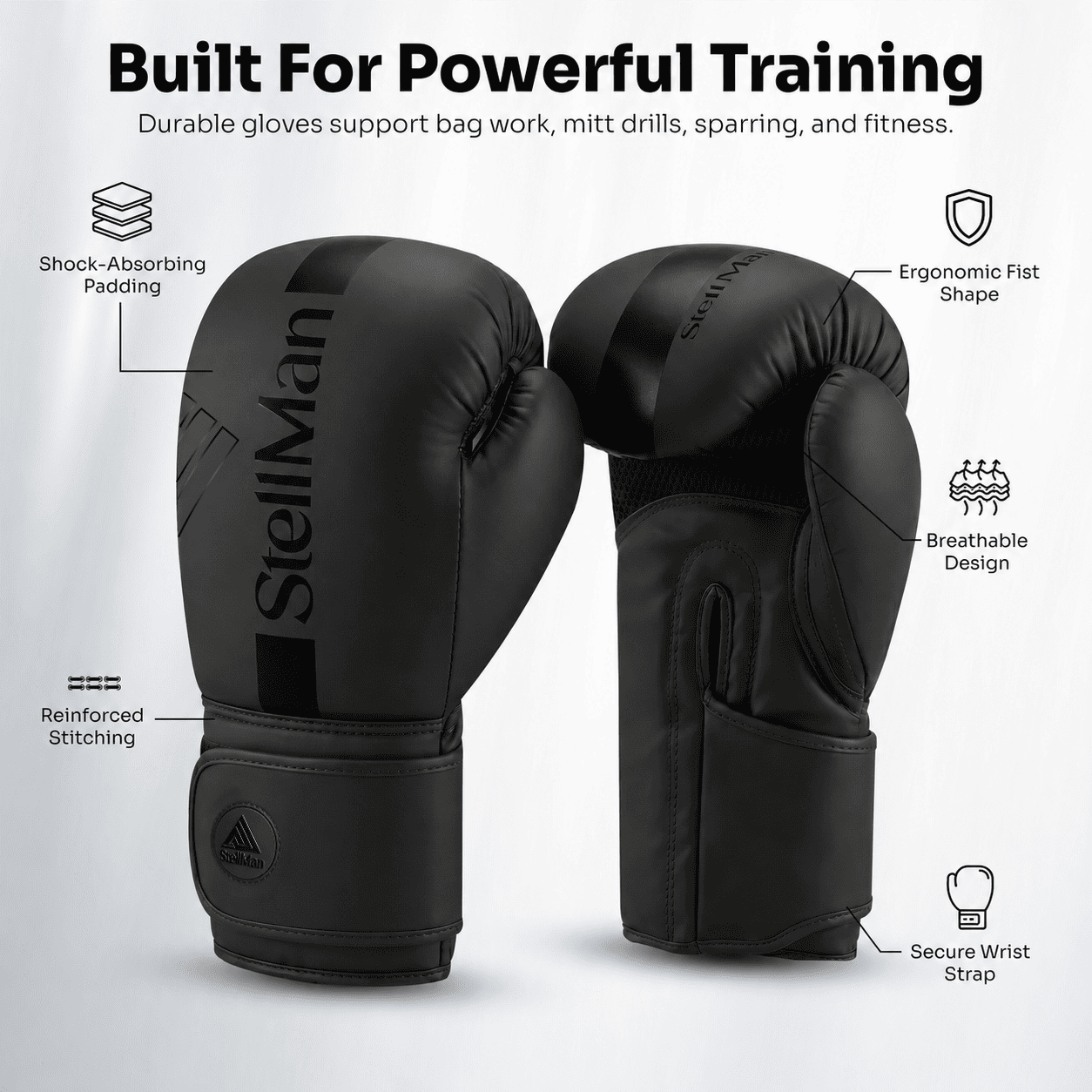 Stellman Contender 2.0 Kids Boxing Gloves – Midnight Black
