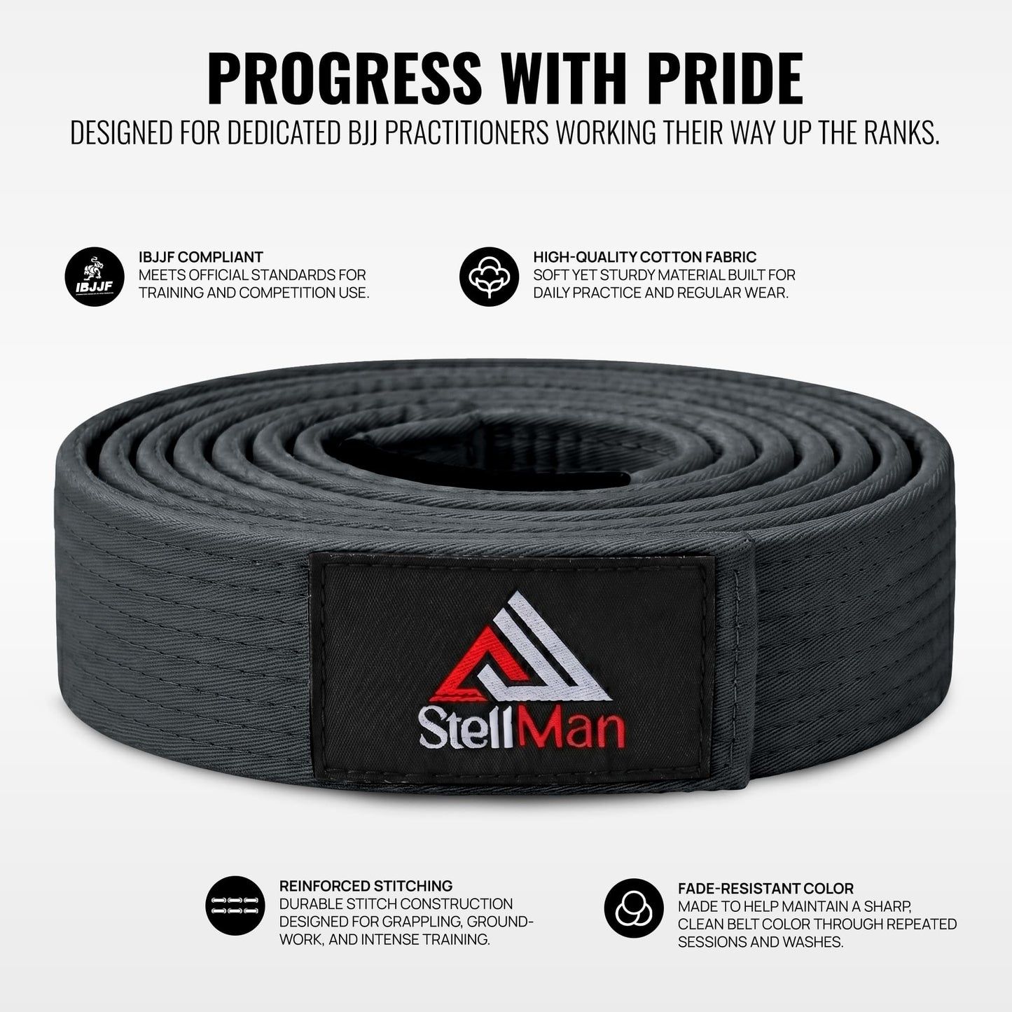 StellMan BalanceStrive Karate Belt – Adult Grey Rank