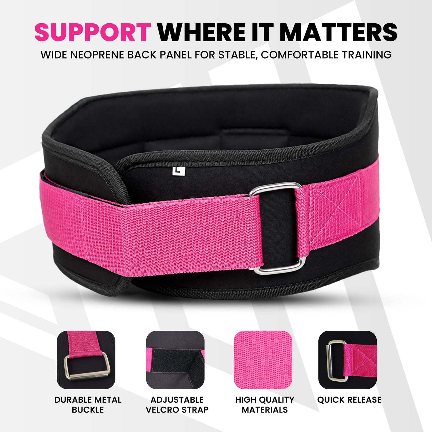 Stellman RecoilDefend Neoprene Weight Lifting Belt - Black/Pink