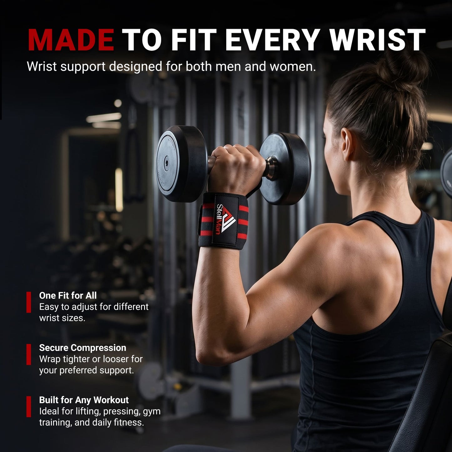 Stellman GripLock Pro Weight Lifting Wrist Wraps