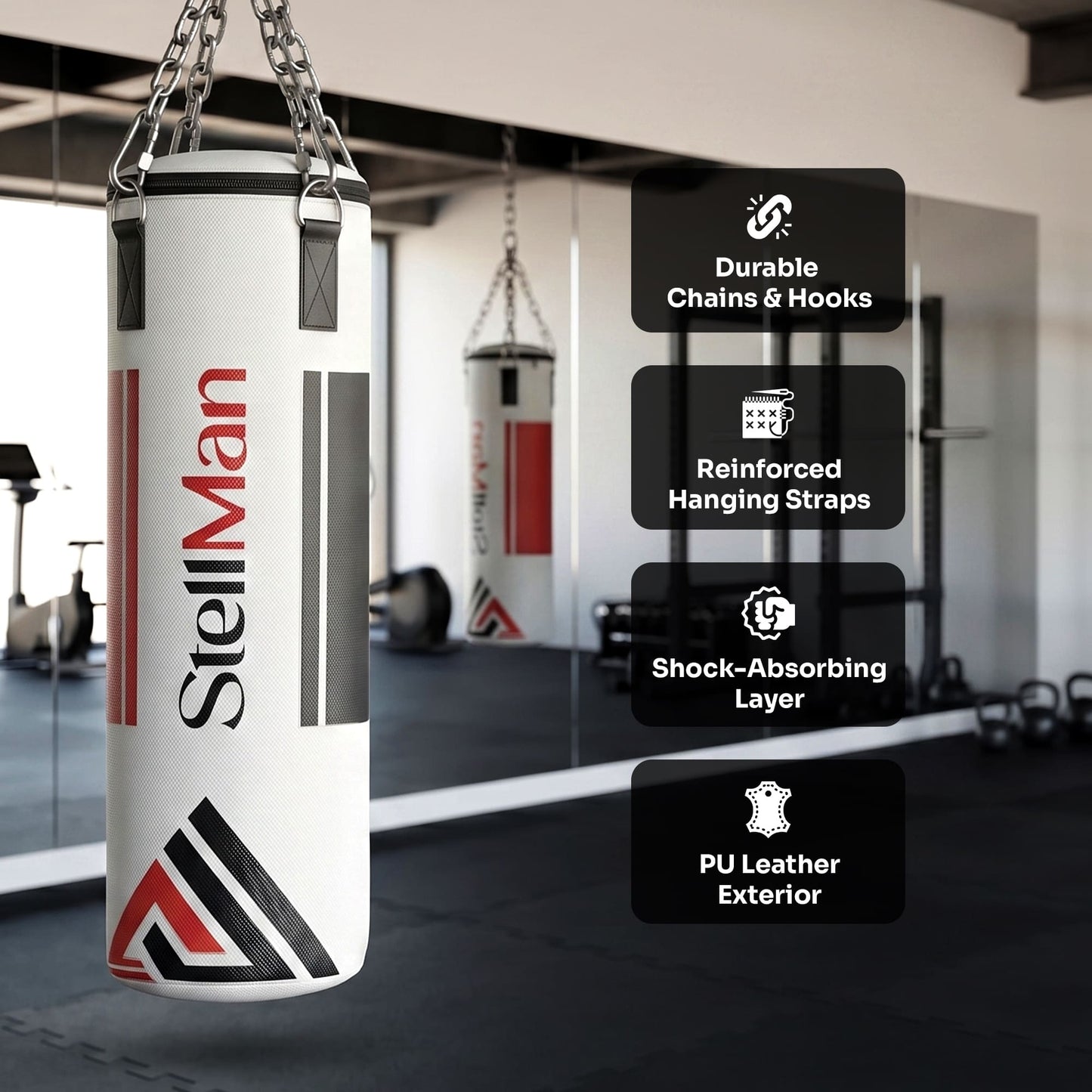 Stellman Compact MMA Hanging Punching Bag | Space-Saving Design