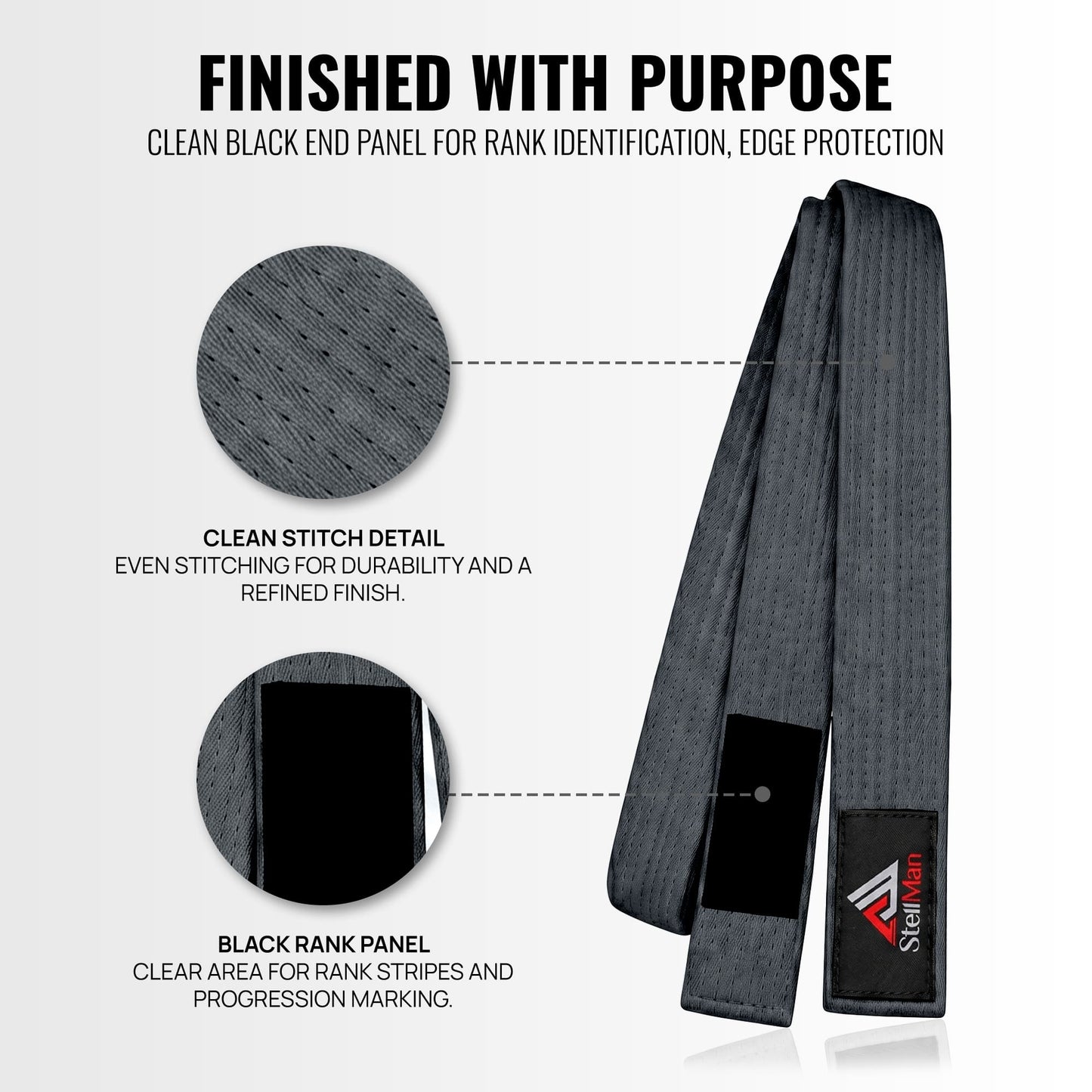 StellMan BalanceStrive Karate Belt – Adult Grey Rank