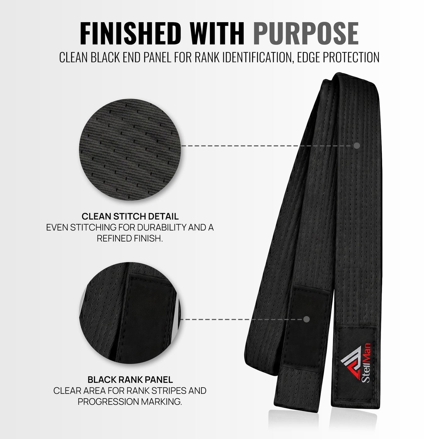 StellMan SpiritEdge Karate Belt – Adult Black Rank