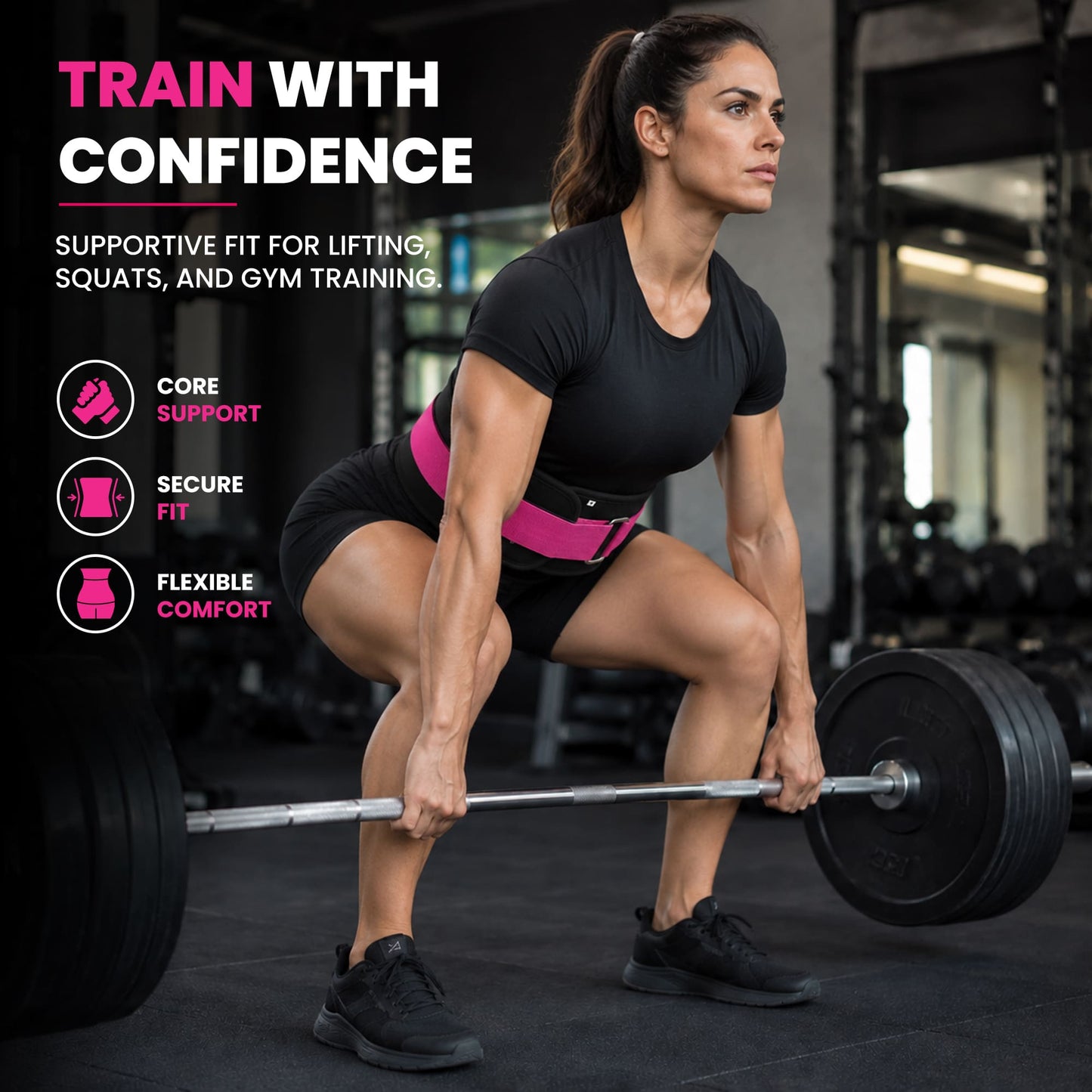 Stellman RecoilDefend Neoprene Weight Lifting Belt - Black/Pink