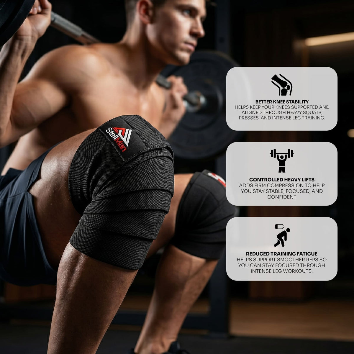 Stellman PowerSpiral Weight Lifting Knee Wraps