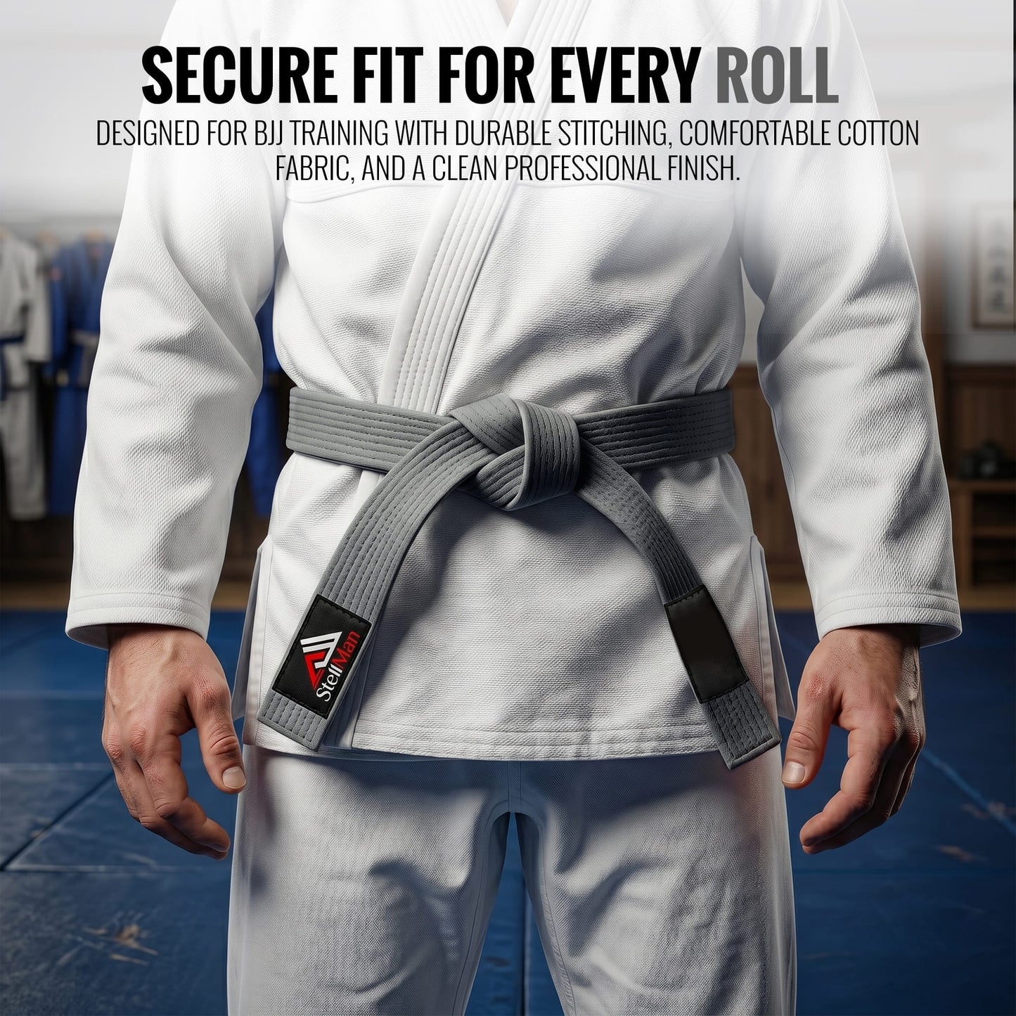 StellMan BalanceStrive Karate Belt – Adult Grey Rank