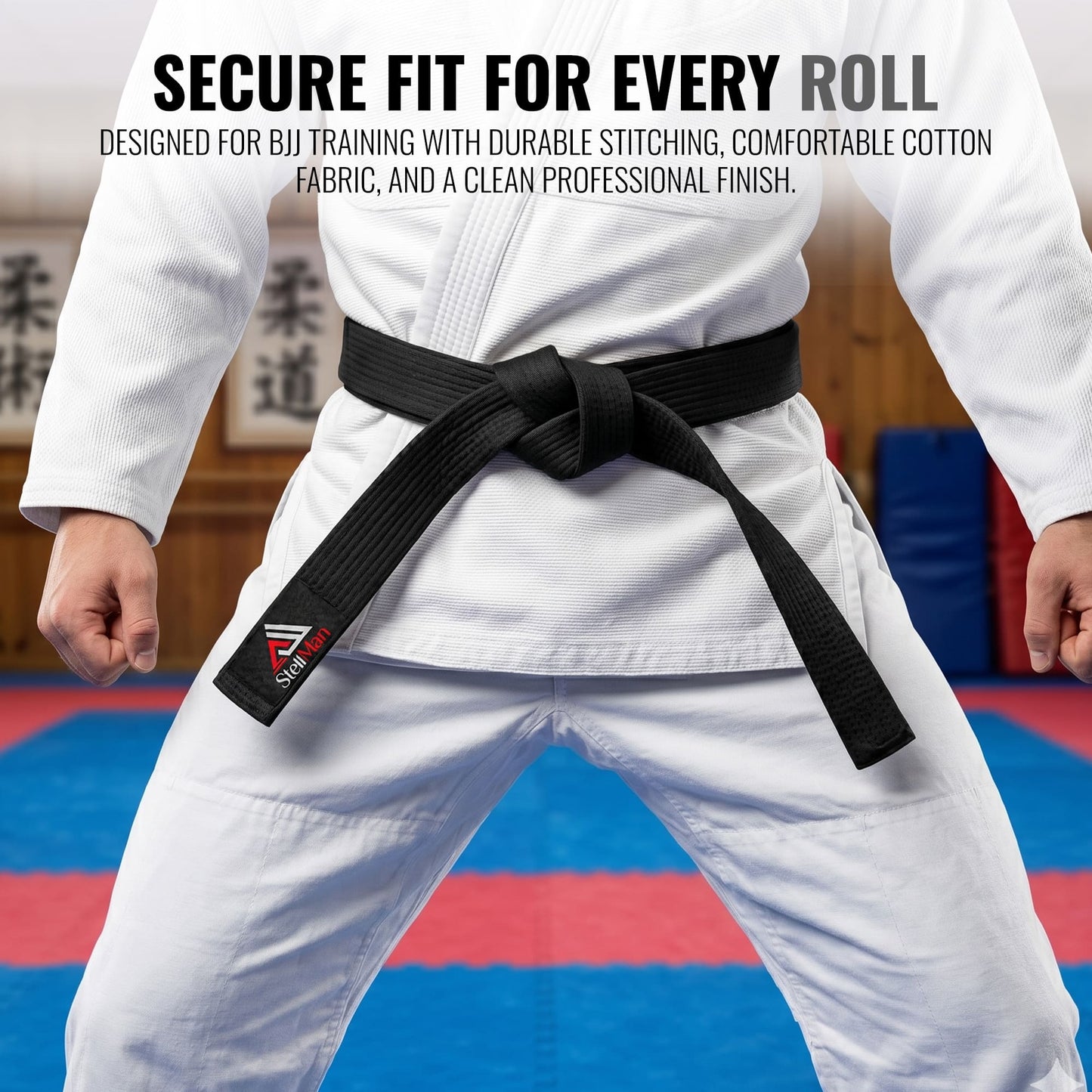 StellMan SpiritEdge Karate Belt – Adult Black Rank
