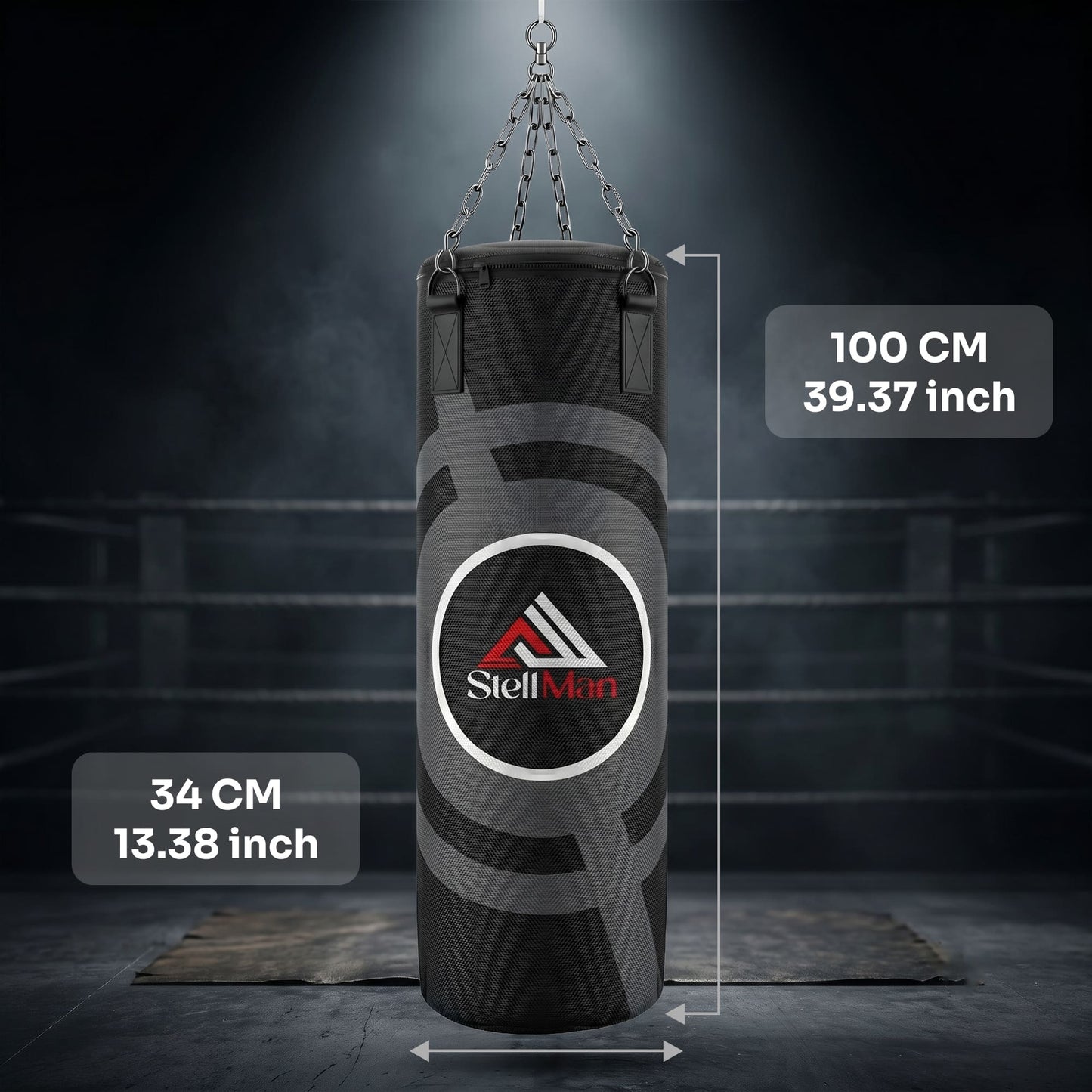 Stellman Heavy-Duty MMA Hanging Punching Bag – Black | Built for Intense Training