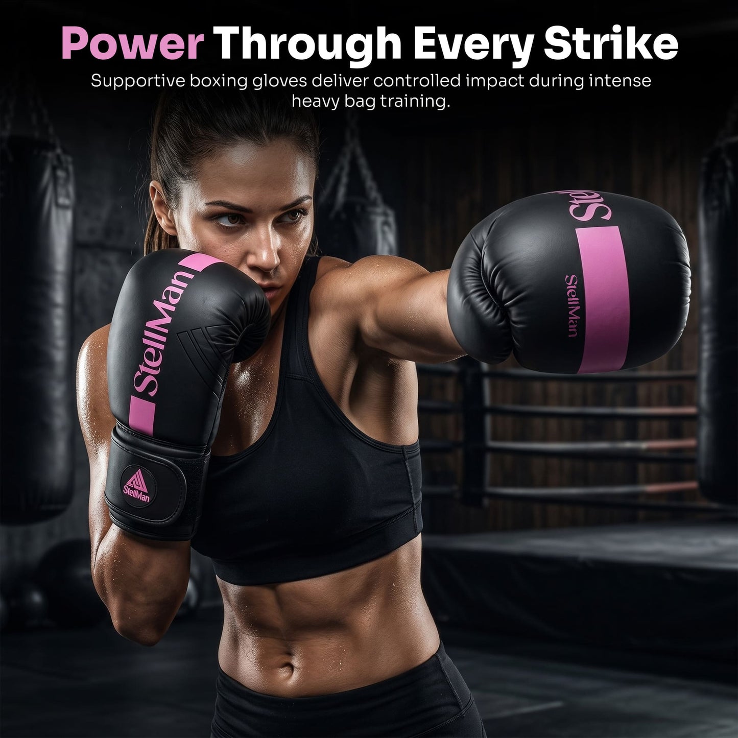 Stellman Tight Fit Grappling Gloves - Matte Black/Pink