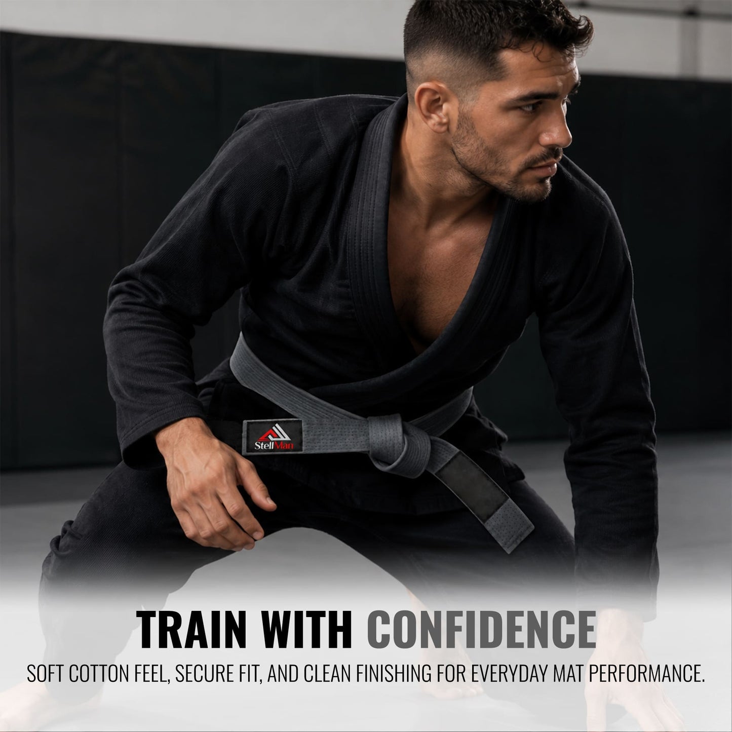 StellMan BalanceStrive Karate Belt – Adult Grey Rank