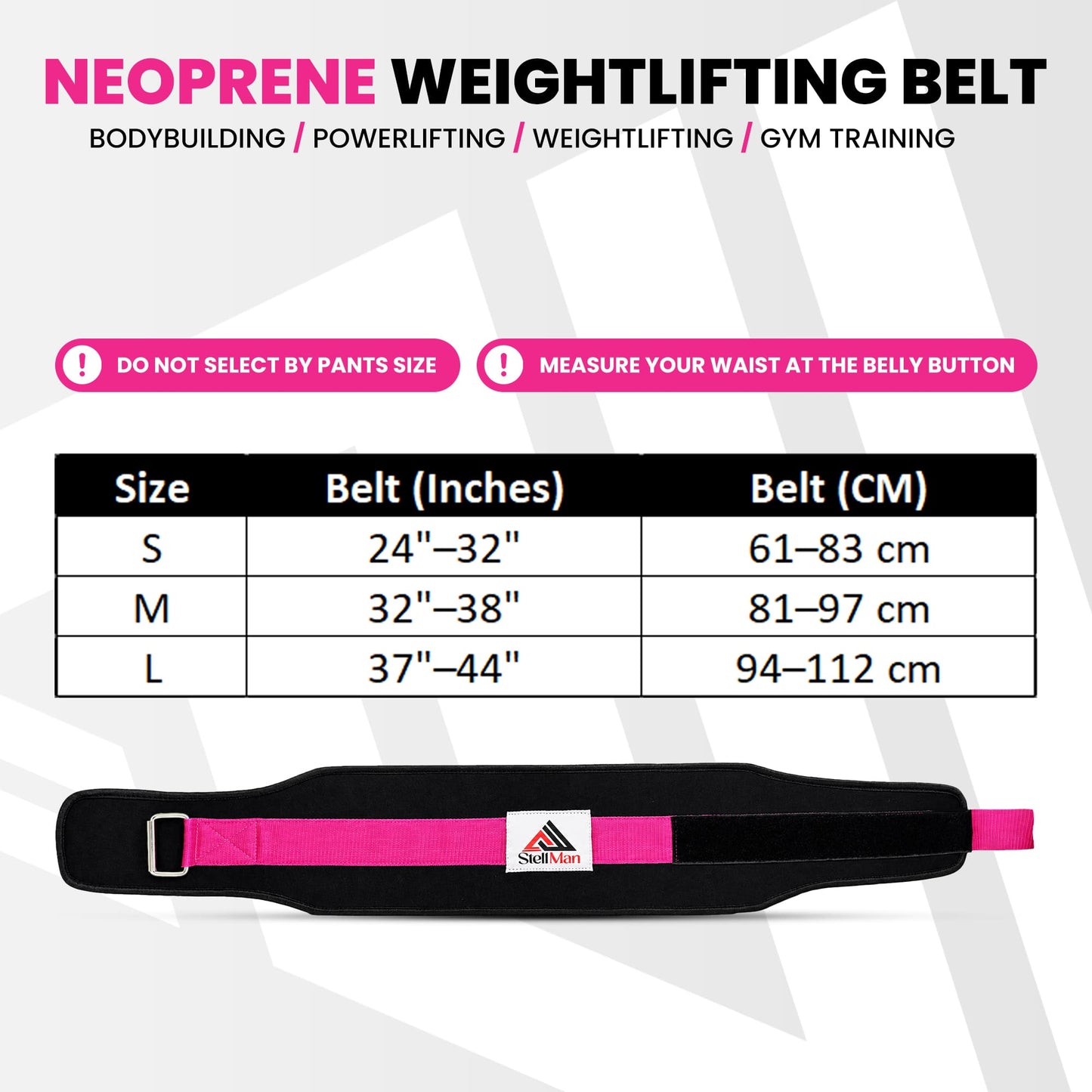 Stellman RecoilDefend Neoprene Weight Lifting Belt - Black/Pink