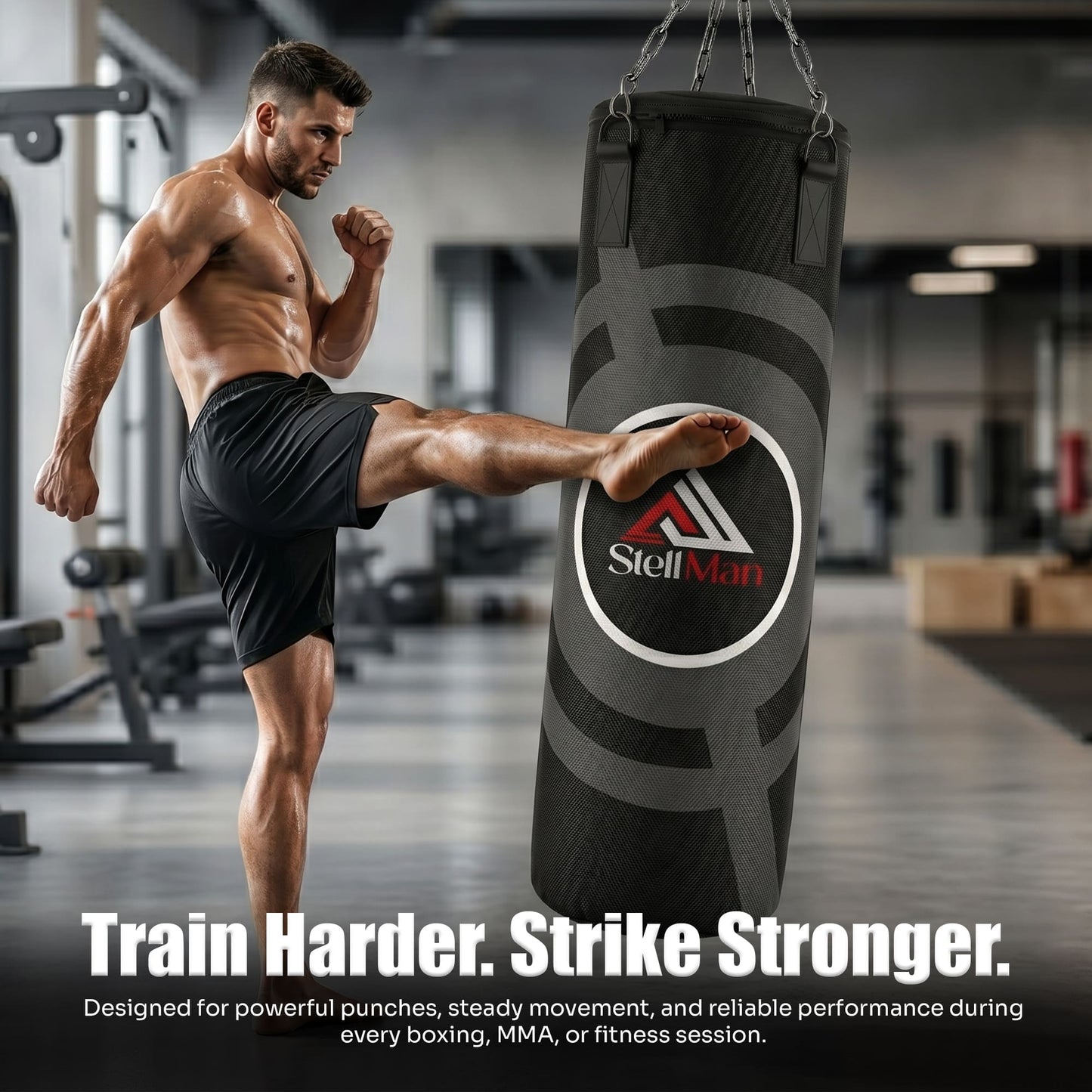 Stellman Heavy Duty Hanging Punching Bag-Black
