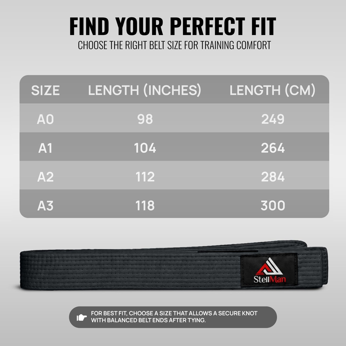 StellMan BalanceStrive Karate Belt – Adult Grey Rank
