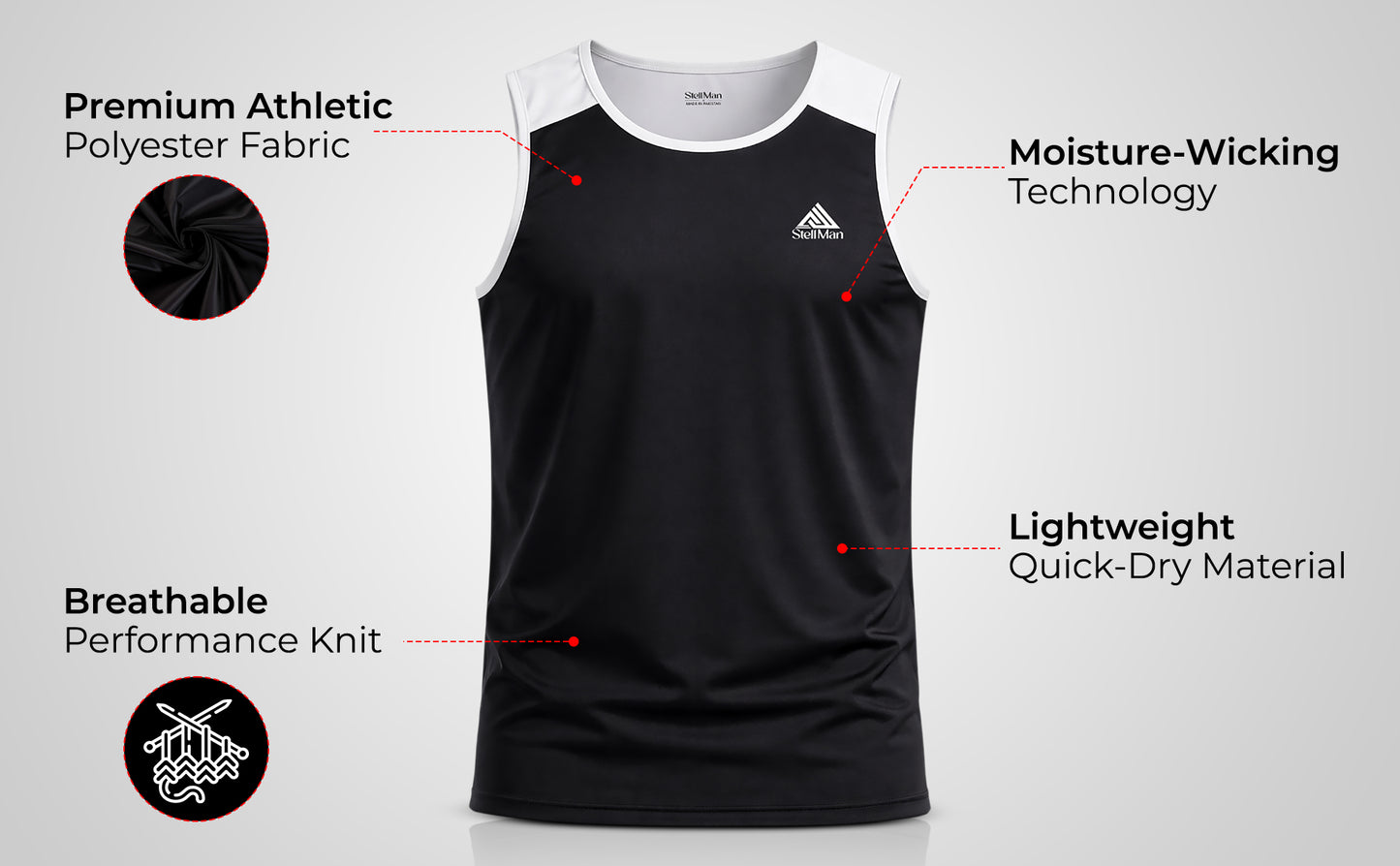 StellMan Men's Gym Tank Tops Pack of 2 – Sleeveless Workout & Training Shirts