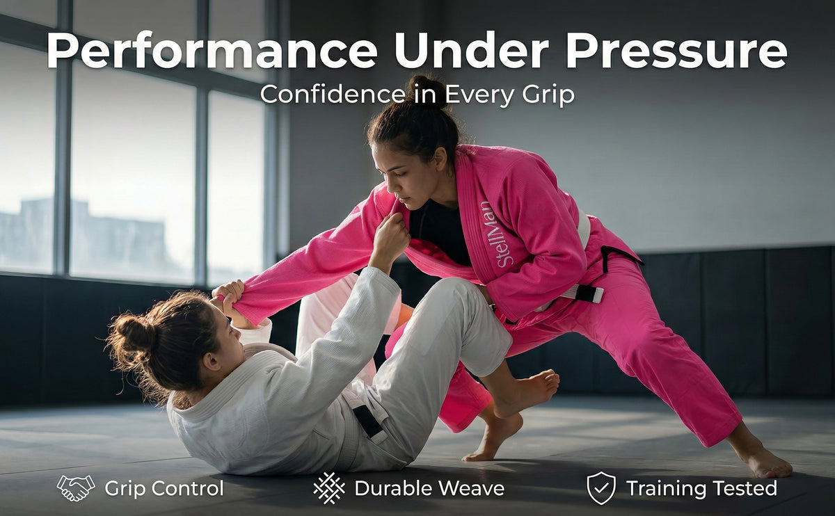 StellMan Women’s Brazilian Jiu-Jitsu Gi- Pink BJJ Uniform with Free White Belt