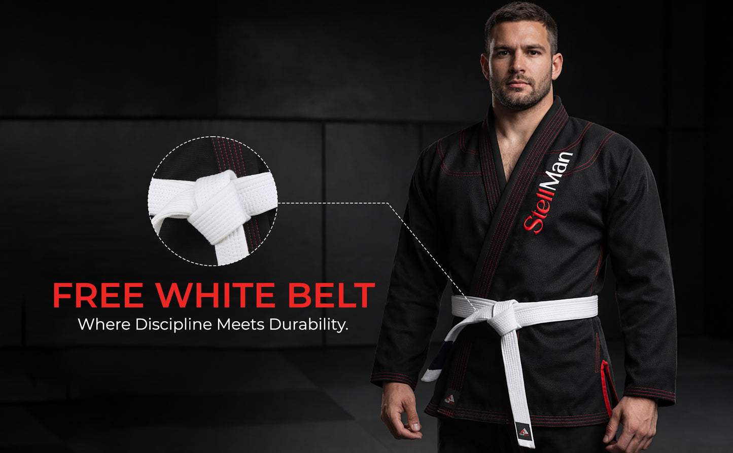 StellMan BJJ Gi for Men | Premium Brazilian Jiu-Jitsu Gi - Black