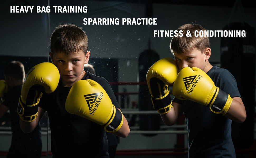 StellMan Junior Pro Boxing Gloves – Yellow Power Edition