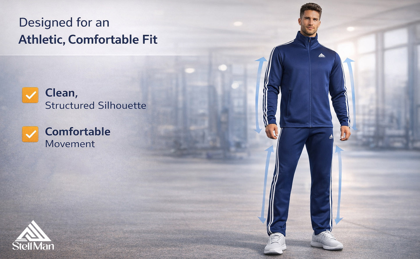 StellMan Men's Athletic Tracksuit Set – Casual Sweat Suit for Gym & Training