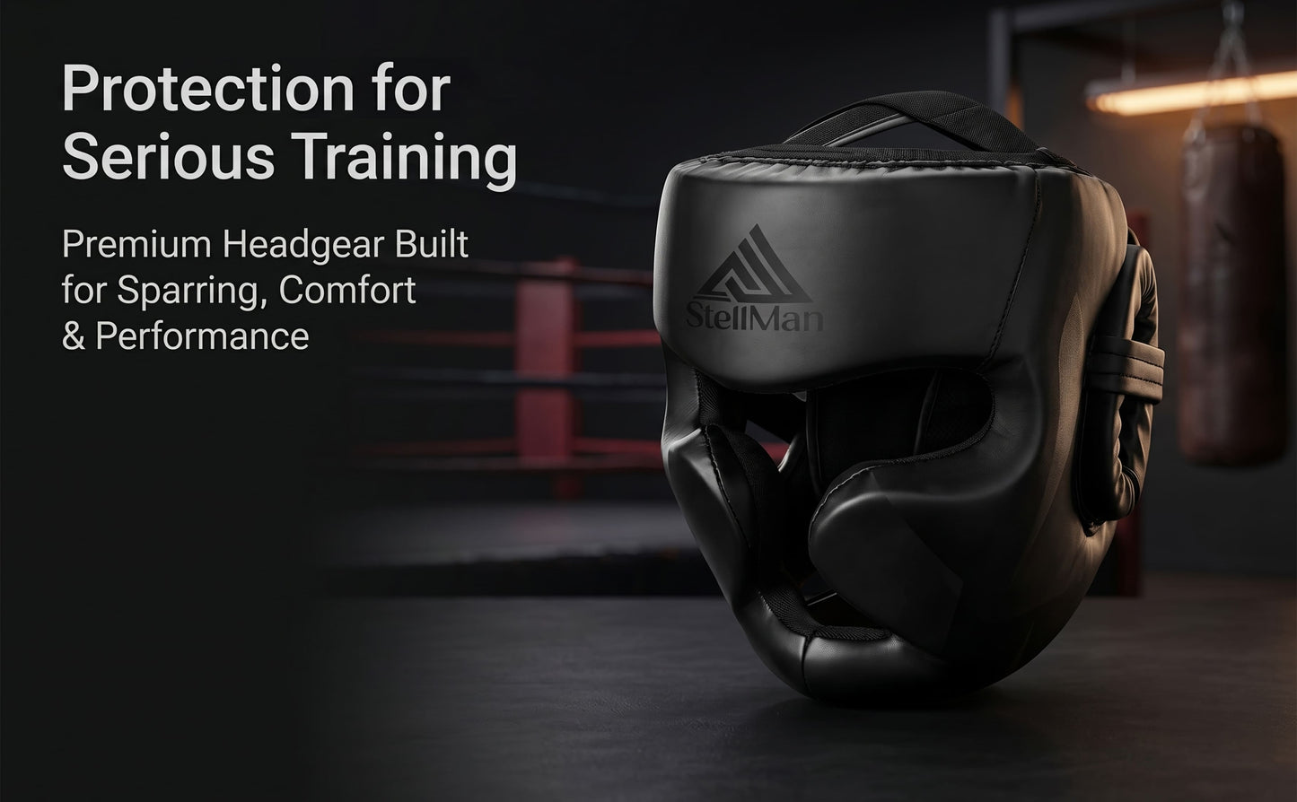 Stellman Phantom Strike Karate Headgear Black– Lightweight Sparring Helmet
