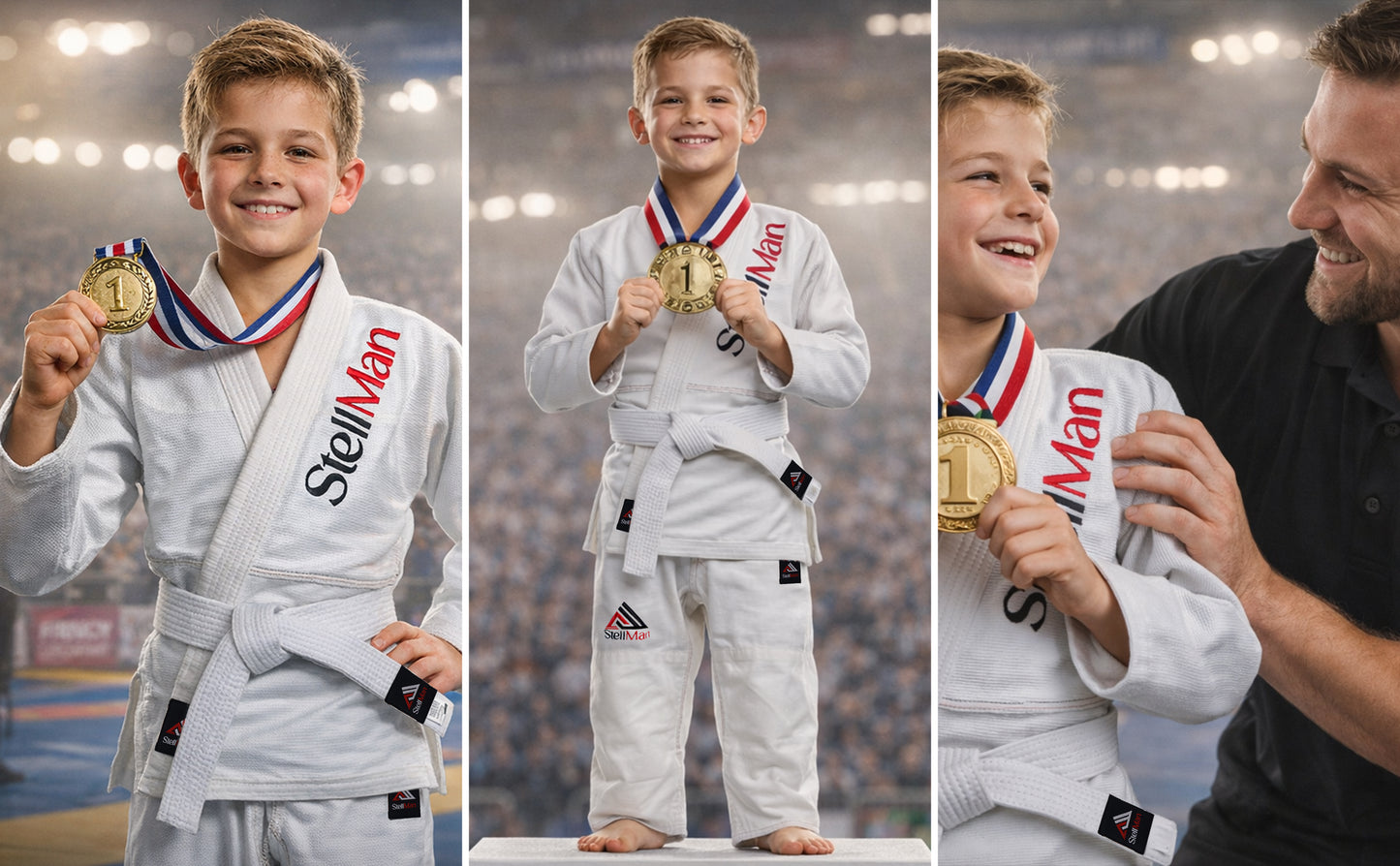 StellMan LittleWarrior Kids Brazilian Jiu-Jitsu BJJ Gi – White