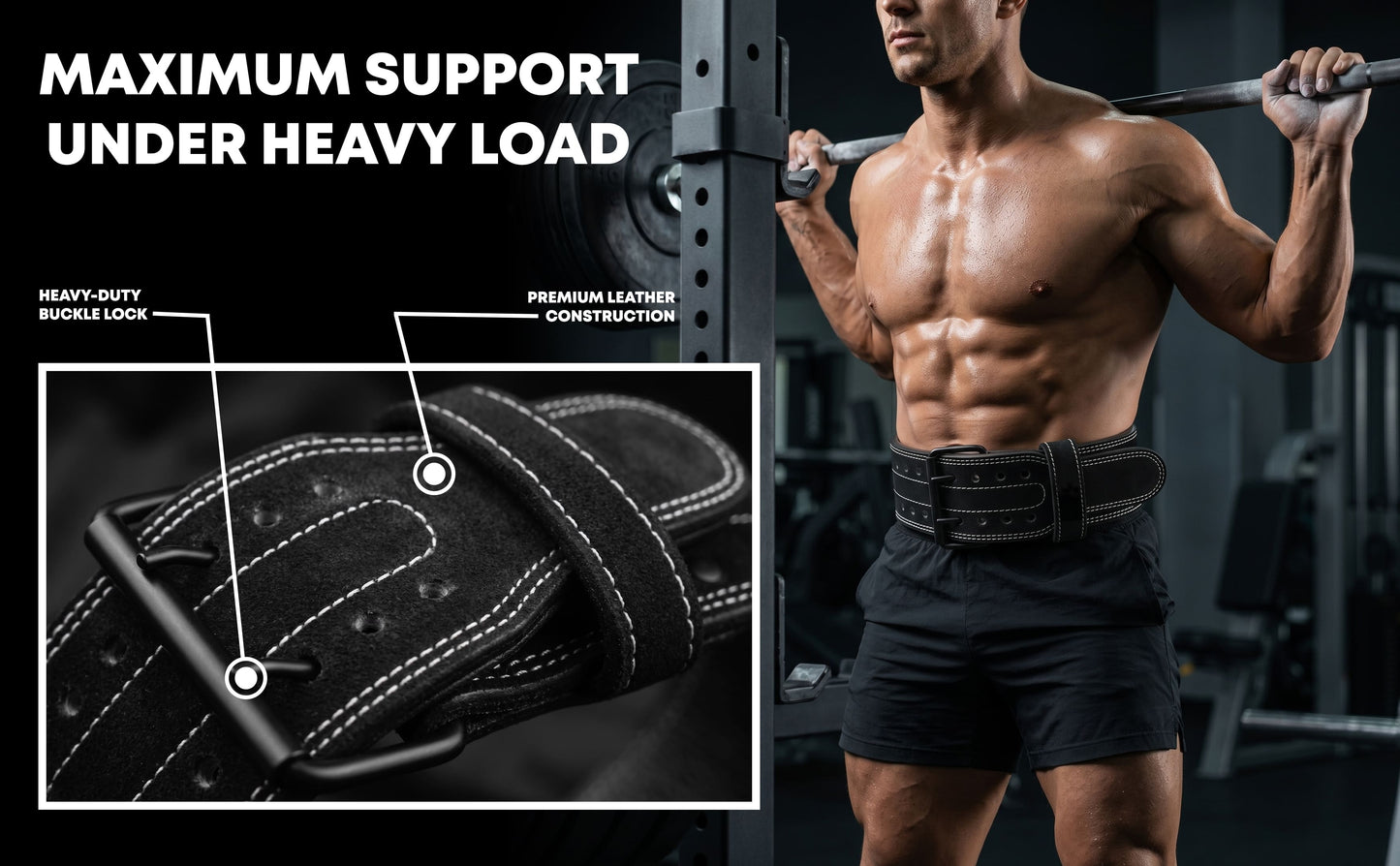 Leather Weight Lifting Belt for Men & Women – Gym, Squats & Deadlifts