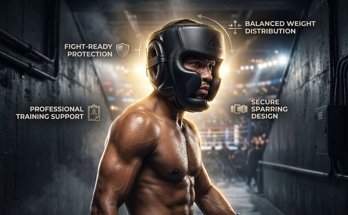 Stellman Phantom Strike Karate Headgear Black– Lightweight Sparring Helmet