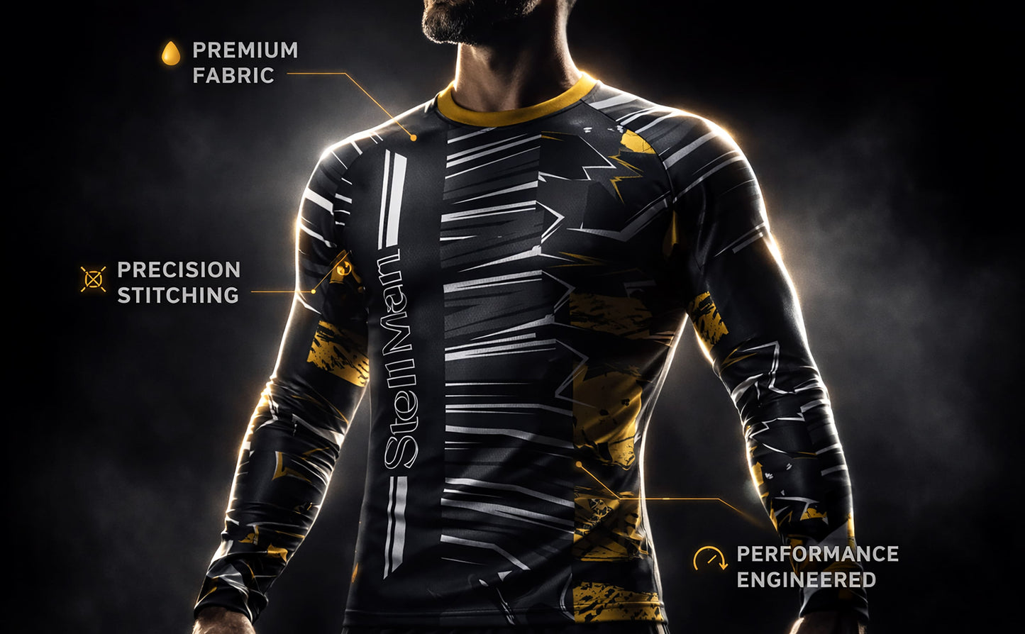 StellMan Volt Sublimated Rash Guard – Compression Shirt for BJJ/MMA