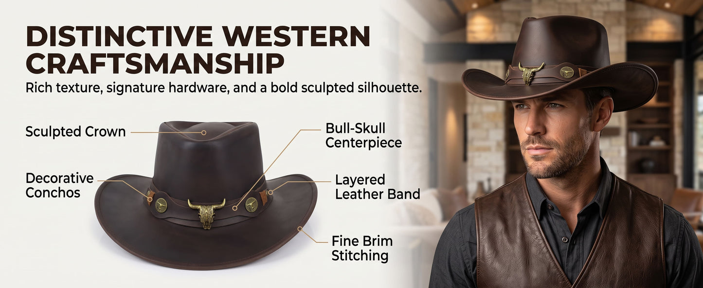 StellMan CanyonHorn Leather Hat