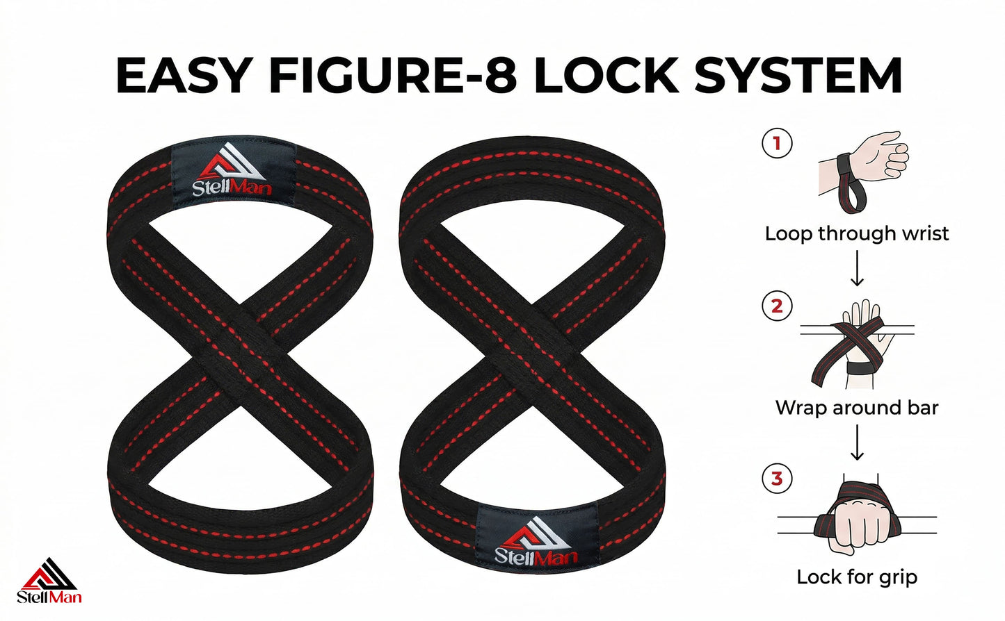Heavy-Duty Figure 8 Lifting Straps – Deadlift & Weightlifting Grip Support