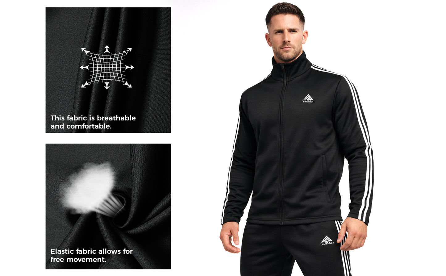 StellMan Men's Athletic Tracksuit Set – Casual Sweat Suit for Gym & Training