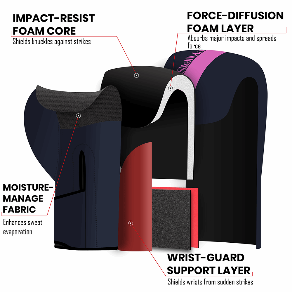 Stellman Tight Fit Grappling Gloves - Matte Black/Pink