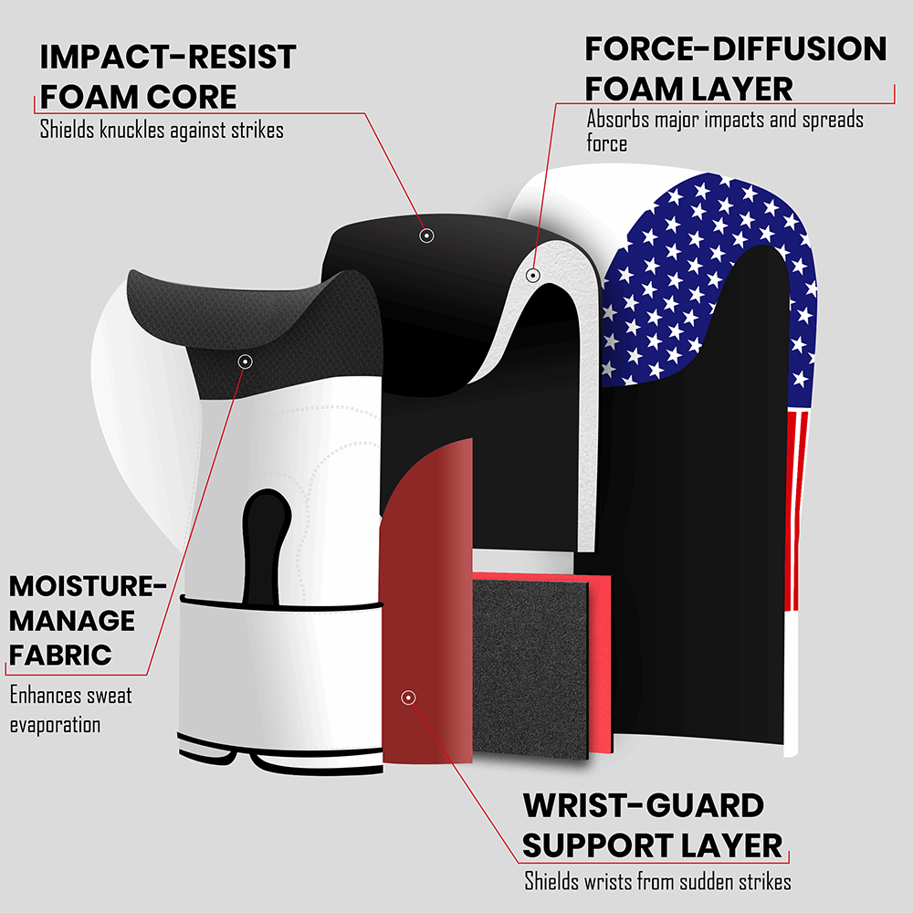 Stellman Gladiator 3.0 White Grappling Gloves-US Flag