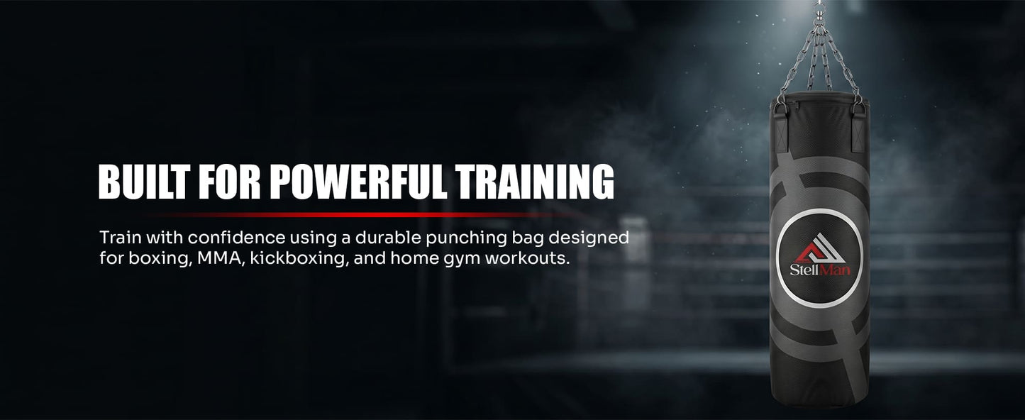Stellman Heavy-Duty MMA Hanging Punching Bag – Black | Built for Intense Training