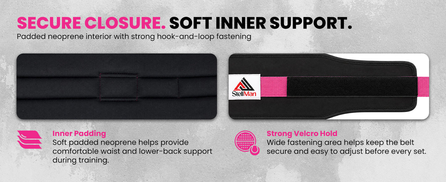 Stellman RecoilDefend Neoprene Weight Lifting Belt - Black/Pink